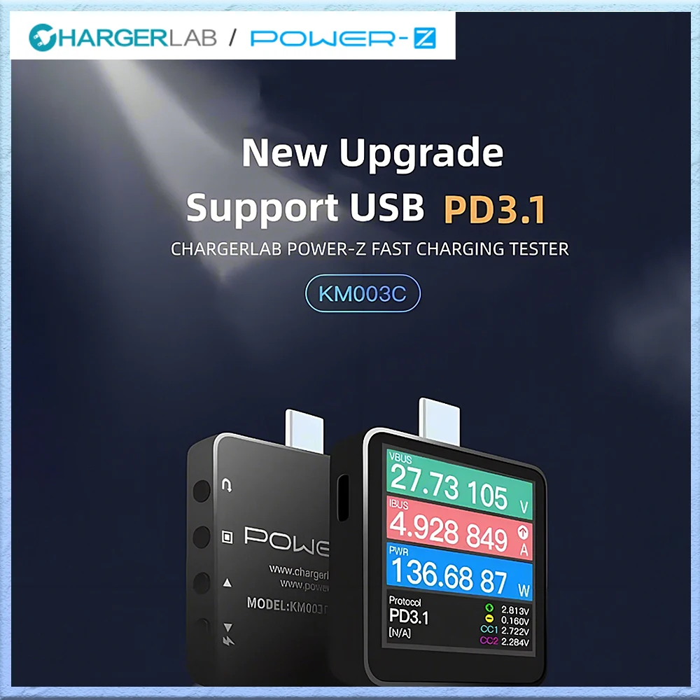 Power-Z KM003C Portable Type-C Fast Charging Tester PD3.1 QC5.0 240W Mxa Digital Voltmeter & Ammeter Power Bank Tester-2