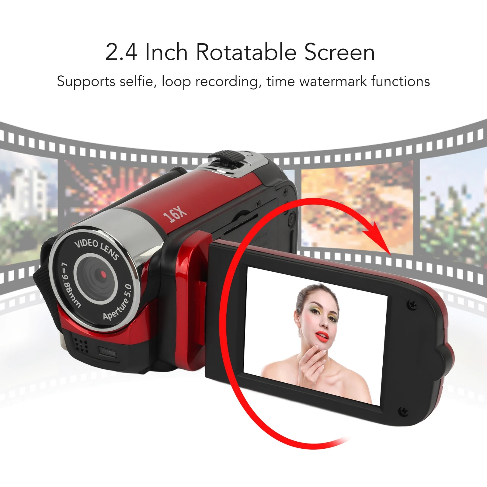 D90 1080P 16MP Digital Camera 2.4 Inch Rotatable Screen Camcorder 16X Zoom HD Video Recorder with Fill Light HD Video Camcorder-2