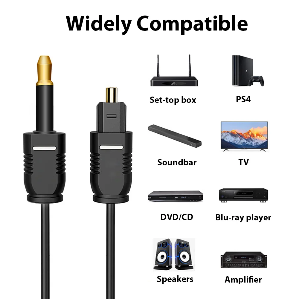 Mini Toslink to Toslink Digital Optical S/PDIF Audio Cable Gold Plated Fiber Optic Cable for Soundbar Home Theater Hi-Fi System-6