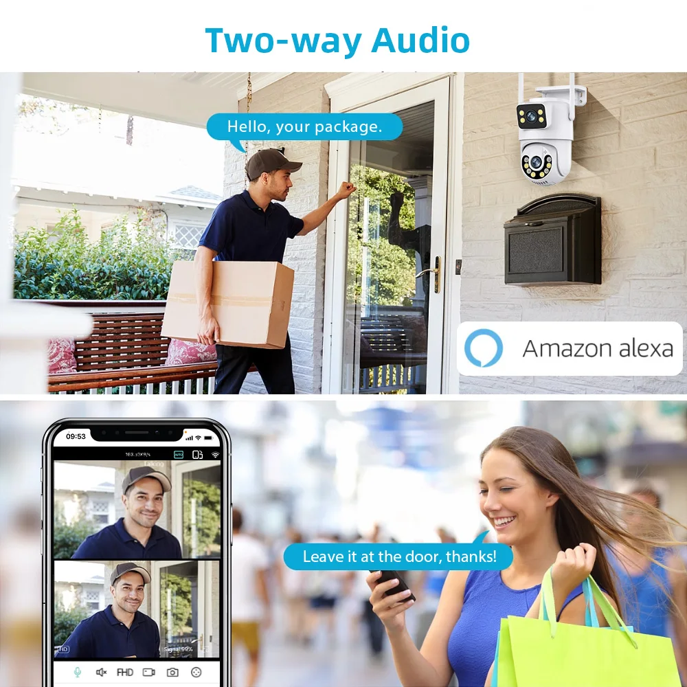 Mini Dual Lens Dual Screen 4K 8MP PTZ WIFI Camera HD IP Camera OutdoorAuto Tracking Security Protection CCTV Surveillance ICSee-5