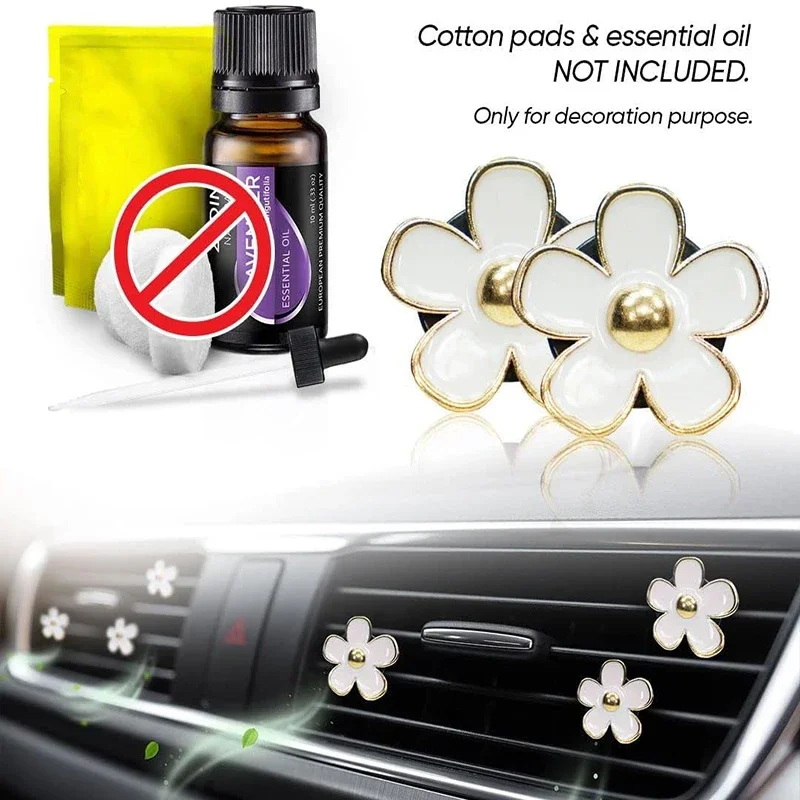 6PCS Daisy Flower Air Vent Clip Car Air Conditioning Outlet Clip Car Air Freshener Clip Car Interior Decor Accessories for Women-2