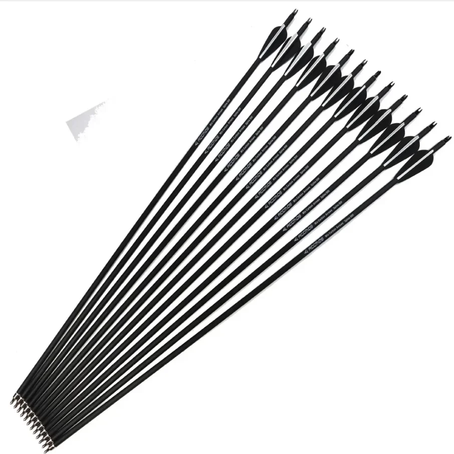 New Carbon Arrow 28"/30"/32" Archery Arrows Spine500 Changeable Arrowheads Plastic Feathers for Hunting Compound Bow Arrows