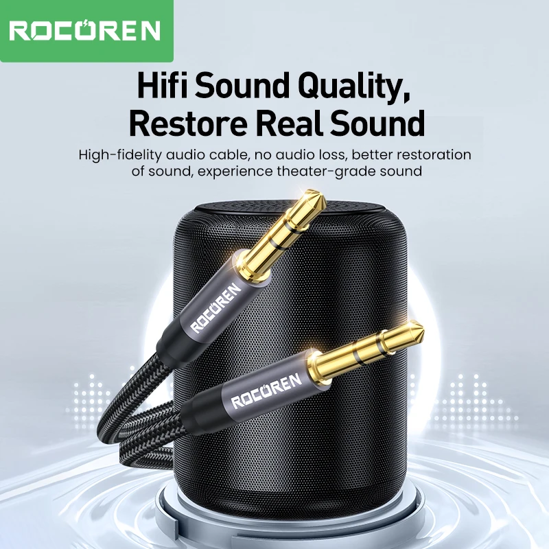 Rocoren Audio Cable 3.5 mm Jack Male to Male Aux Cable For Phone Headphone Car MP3 Speaker Computer 3.5mm Jack Aux Wire Cord 5M-4