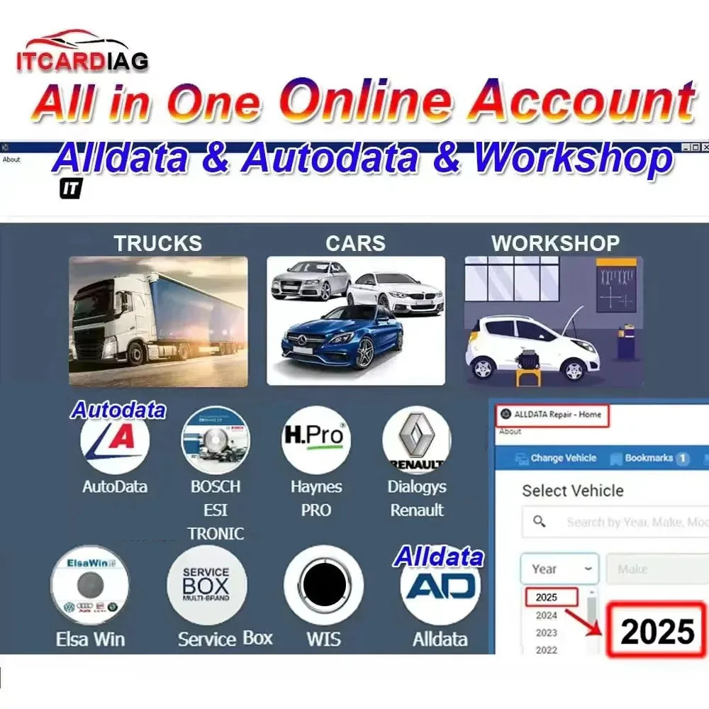 2025 Online Account for Autodata Auto Data Alldata All Data Workshop Haynes PRO WIS Service Box Workshop Repair Software
