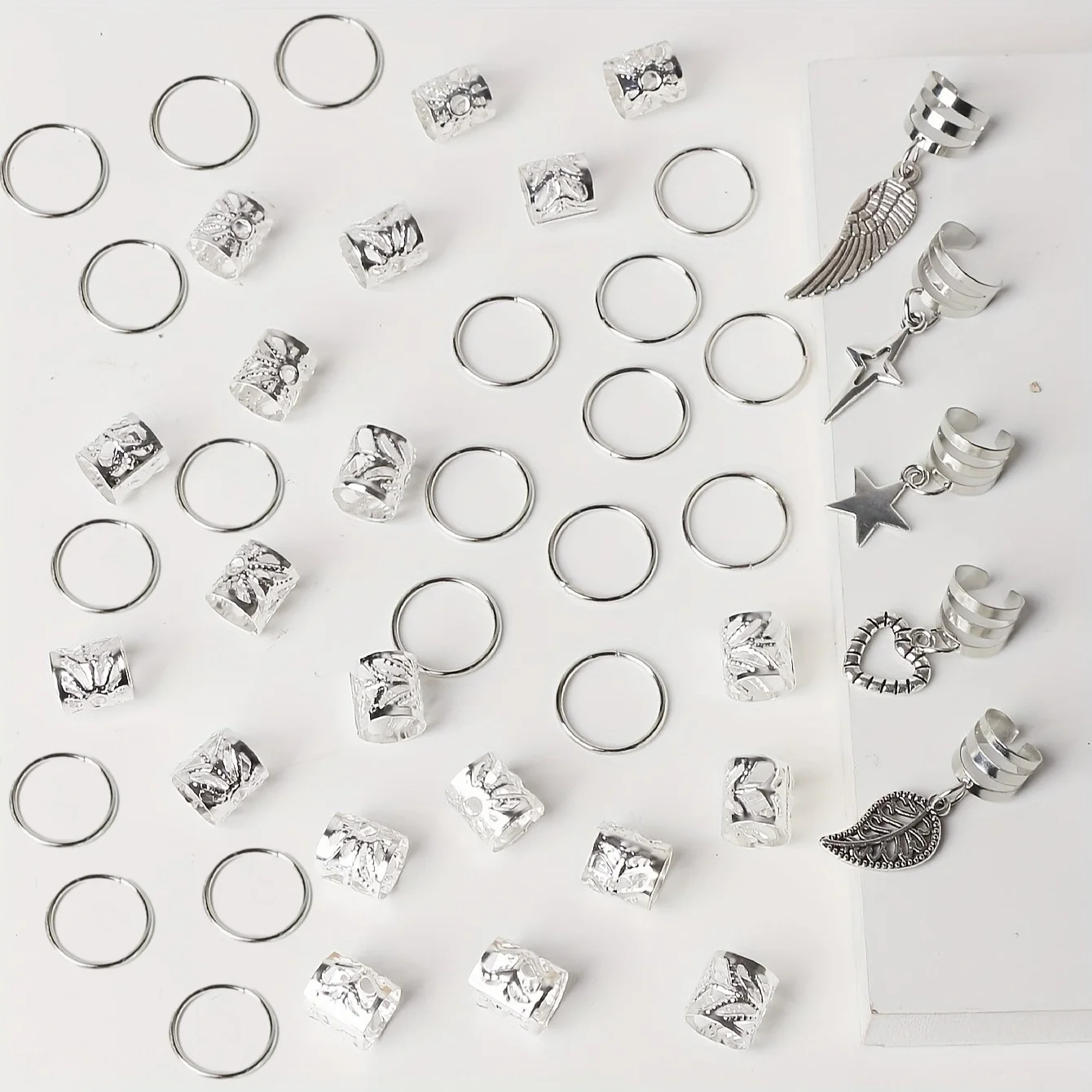 45pcs Alloy Braid Hair Ring Dreadlock Hair Ring - Hippie Style Hair Accessories Loc Hair Jewelry for Braids for Girls and Women-6