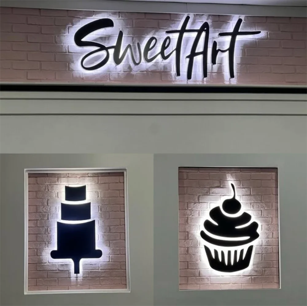 Metal Backlit Sign Custom LED Metal Luminous Lettering Outside Indoor Company Store Business Logo Wall Decor Illuminated Signage-2