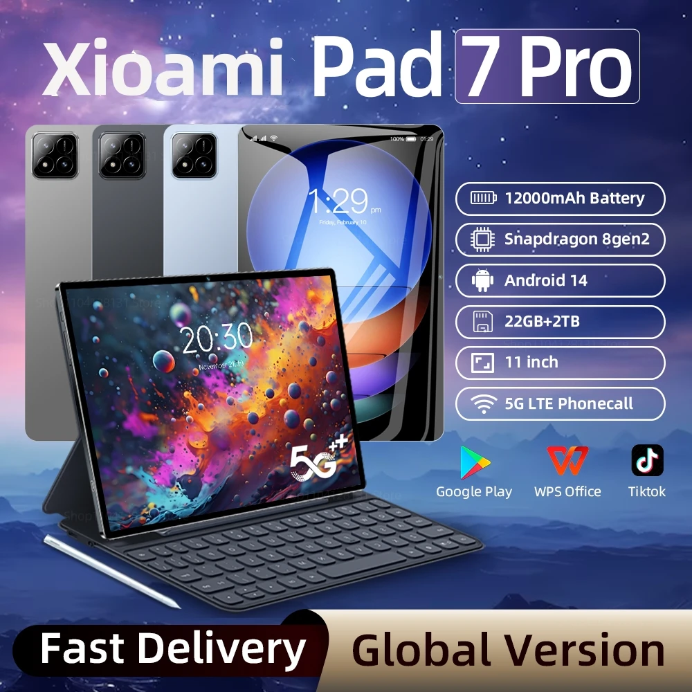 2025 NEW Original MI Pad 7 Pro Tablet 11inch Snapdragon 8gen2 HD 4K Android 14 22GB+2TB 12000mAh 5G Dual SIM WiFi GPS Tablets PC