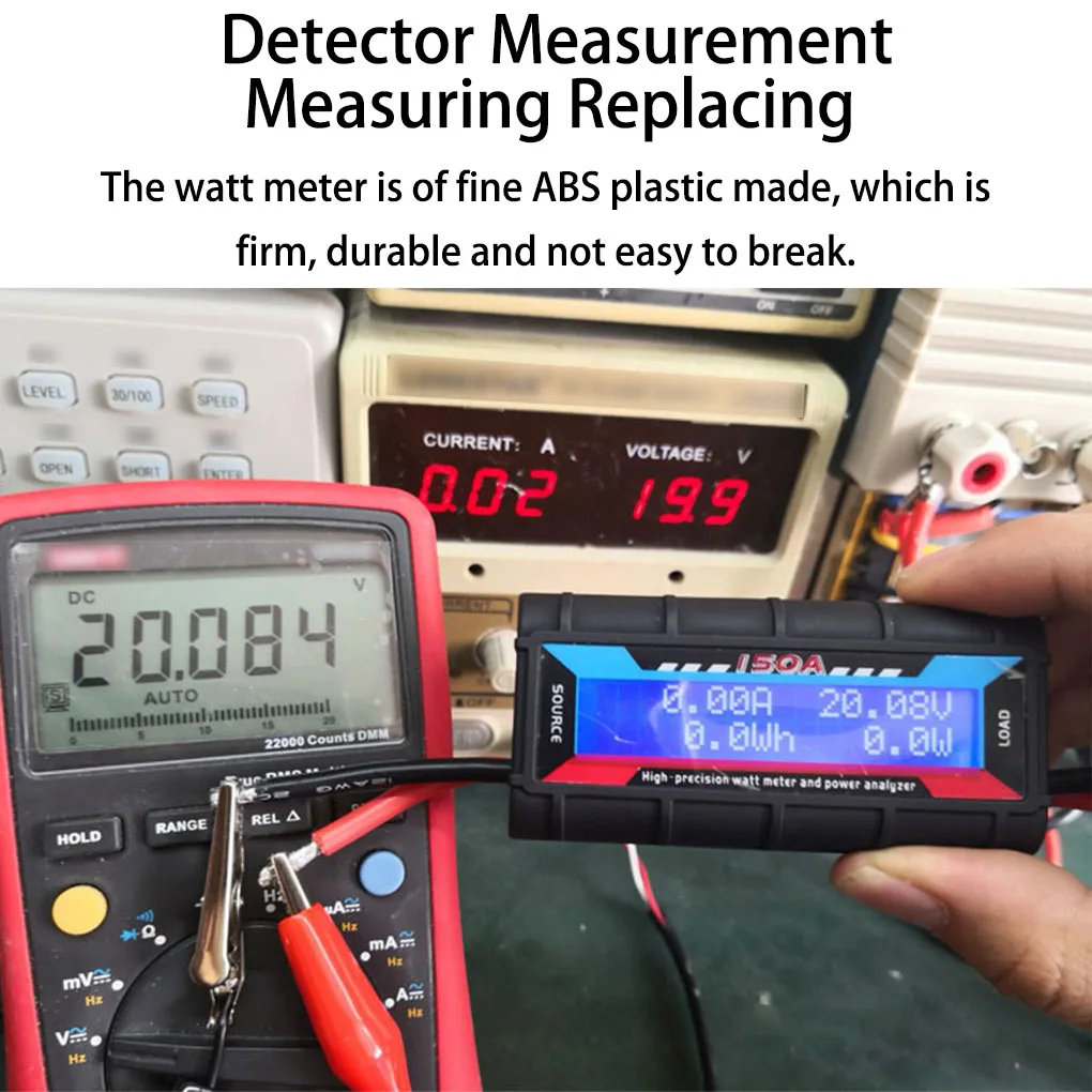Watt Meter Reusable 150A Digital Replacement Electrical Motor LCD Screen Power Analyzer Voltmeter Ammeter Backlight-5