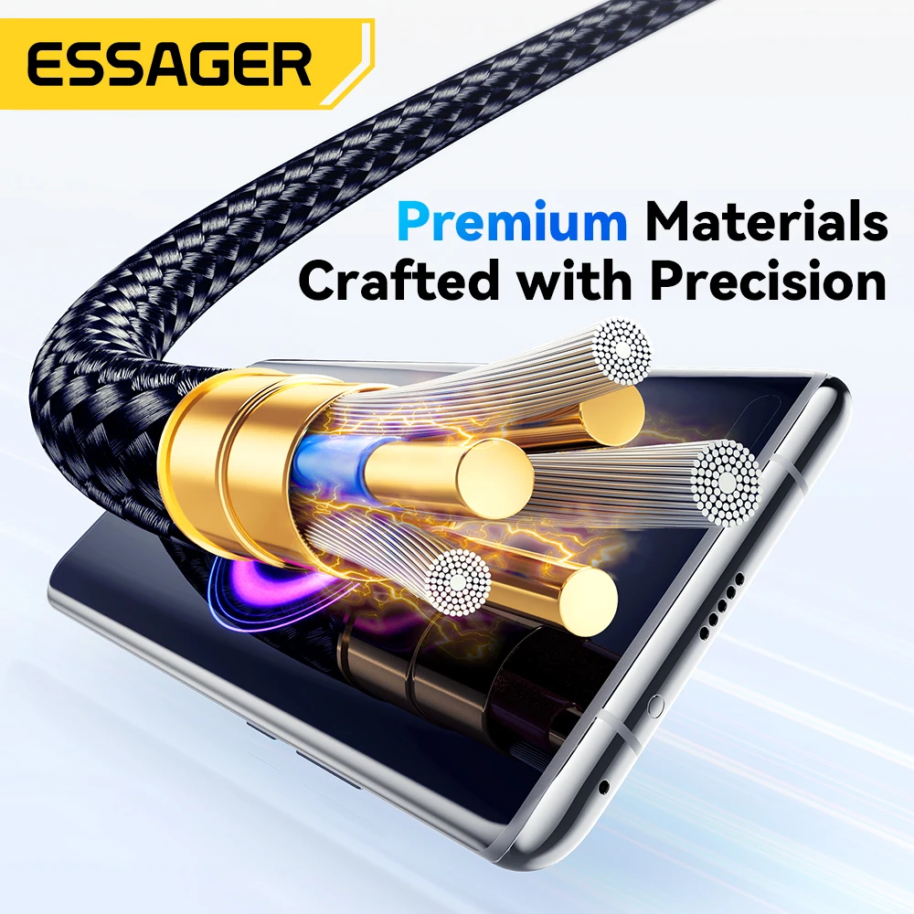Essager 120W USB  Type C Cable Fast Charging USB C Charger Cord For For iPhone 15 14 13 12 Huawei With Led Digital Display Cable-6