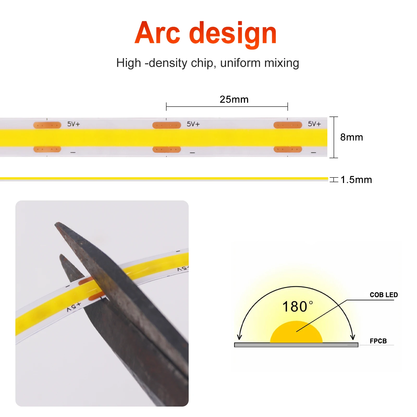 Dimmable COB LED Strip Light 5V USB Flexible LED Tape with ON OFF Switch 320LEDs High Density Linear Lighting with Adhesive Tape-6