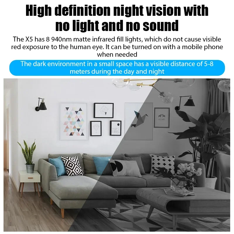 X5 Mini Camera HD 1080P Intelligent Home Security IP WiFi Smart Camera Monitor Mobile Remote IP Cam Mobile Remote Application-5