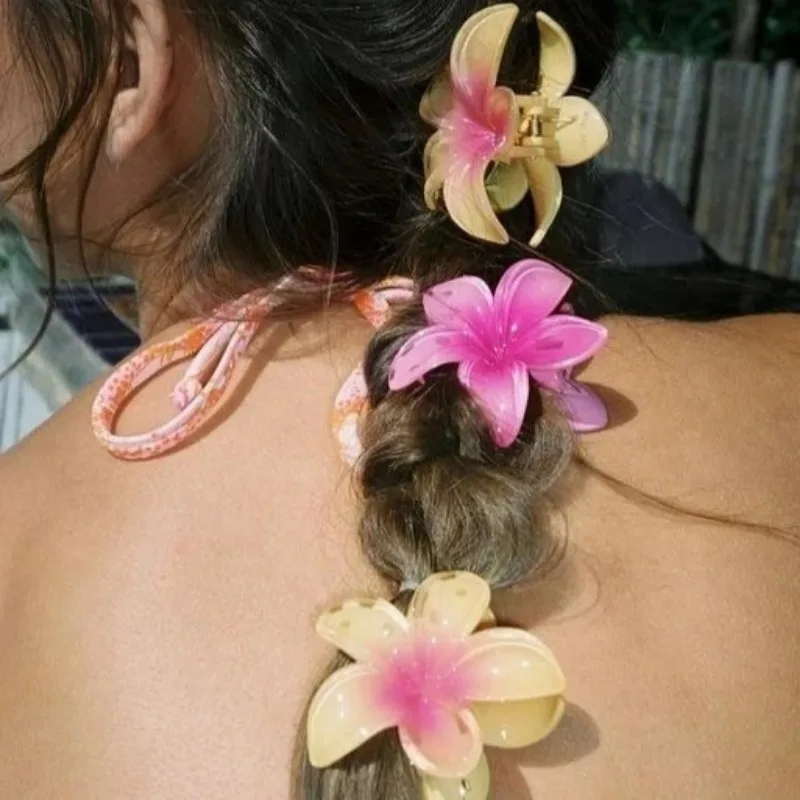 1/6Pcs New Egg Flower Hair Clips 4/7cm for Women Beach Vacation Bohemia Style Bangs Side Large Hair Claw Girls Hair Accessories-6