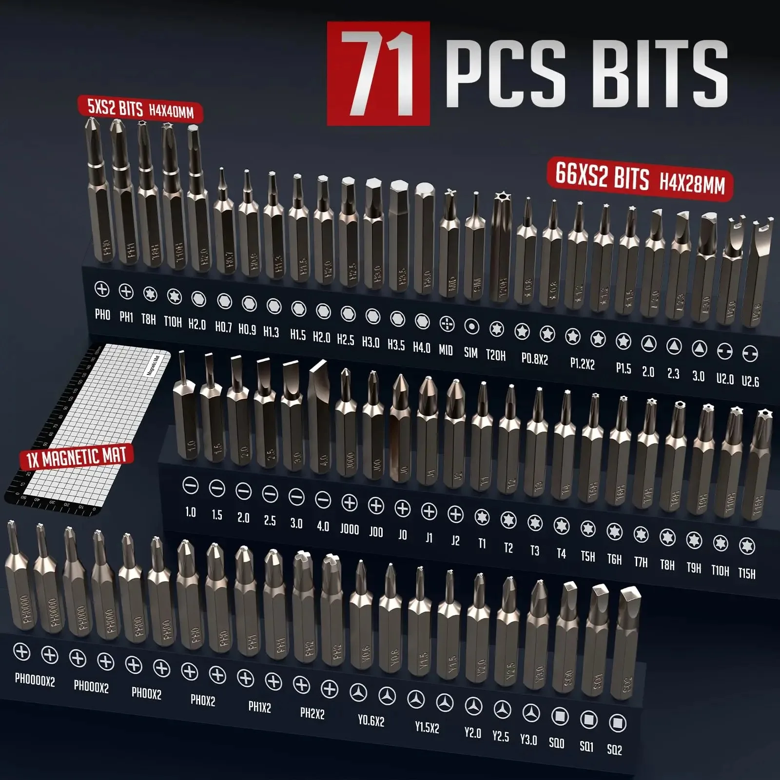 75 in 1 Precision Electric Screwdriver Set with 71 Magnetic Phillips Torx Bits 3 LED Lights Multifunctional Power Repair Tool-6