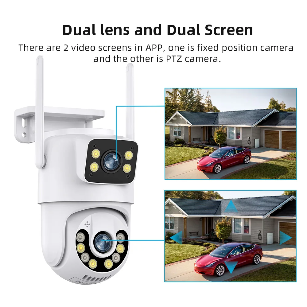 Mini Dual Lens Dual Screen 4K 8MP PTZ WIFI Camera HD IP Camera OutdoorAuto Tracking Security Protection CCTV Surveillance ICSee-6
