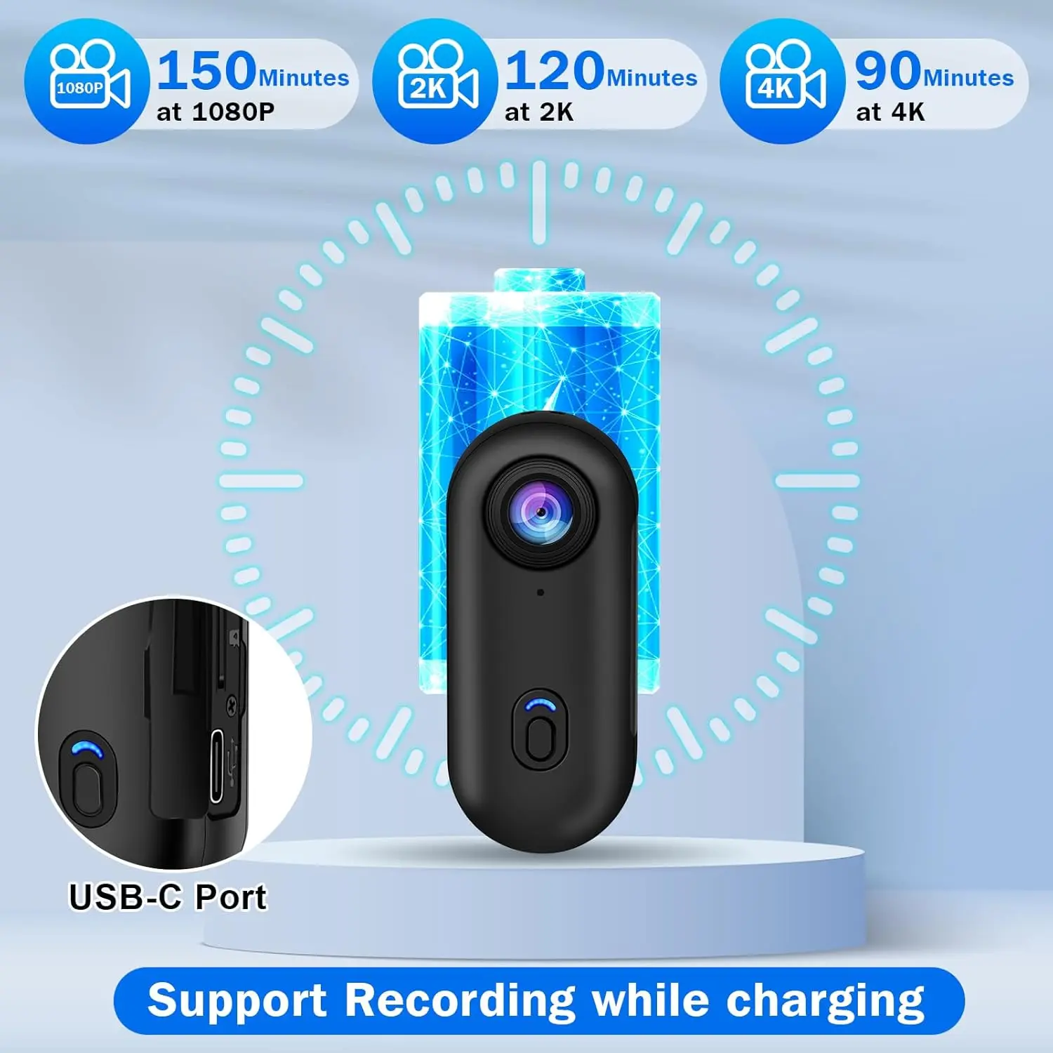 2025 Hot Gift 4K HD Mini Vlog Camera WiFi Wireless 128GB Pocket Action Cam Portable Thumb Body Cam for Sports Photographic Video-6