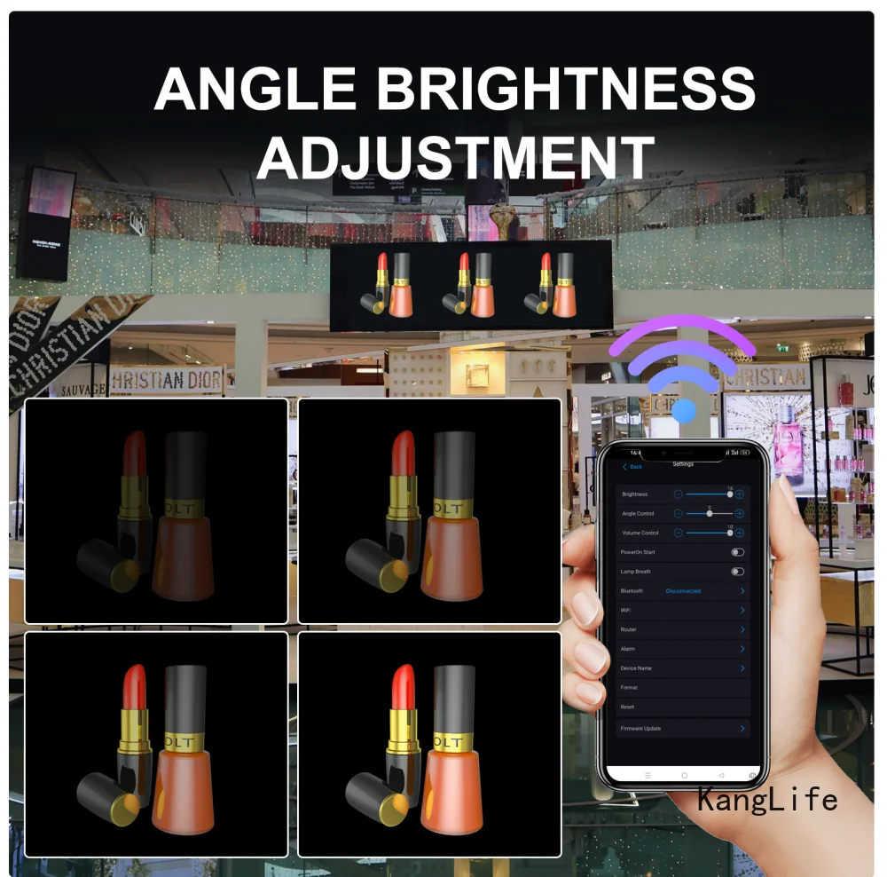 3D Hologram Projector Fan Remote Wifi Control 25-100cm Commercial Advertise Display Hologram Projector Transmit Picture Video-3