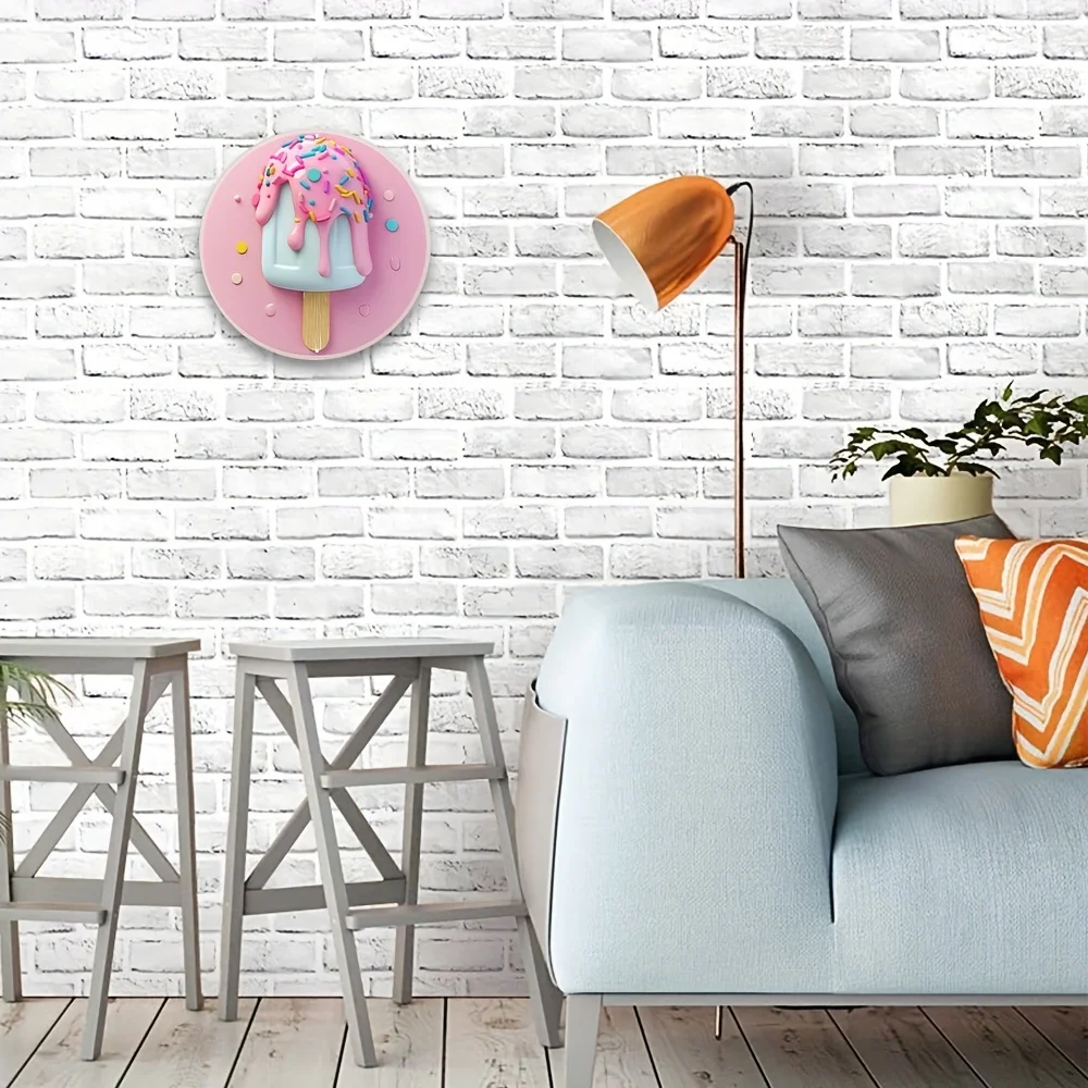 Retro-style 8X8-inch aluminum ice cream cone signage - weatherproof and easy to hang, suitable for dorms and gifts-5