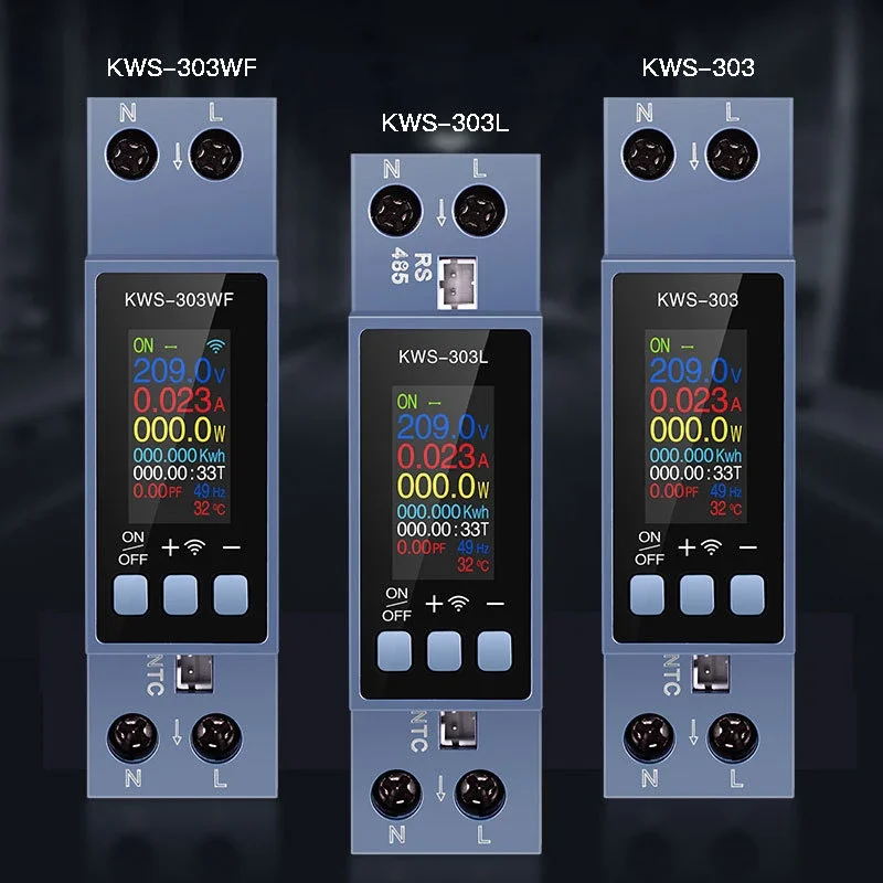 AC100-290V/40A Din Rail AC Monitor Multi-function Energy Power Voltage Current Power Factor KWH Meter Electric Frequency Meter-5