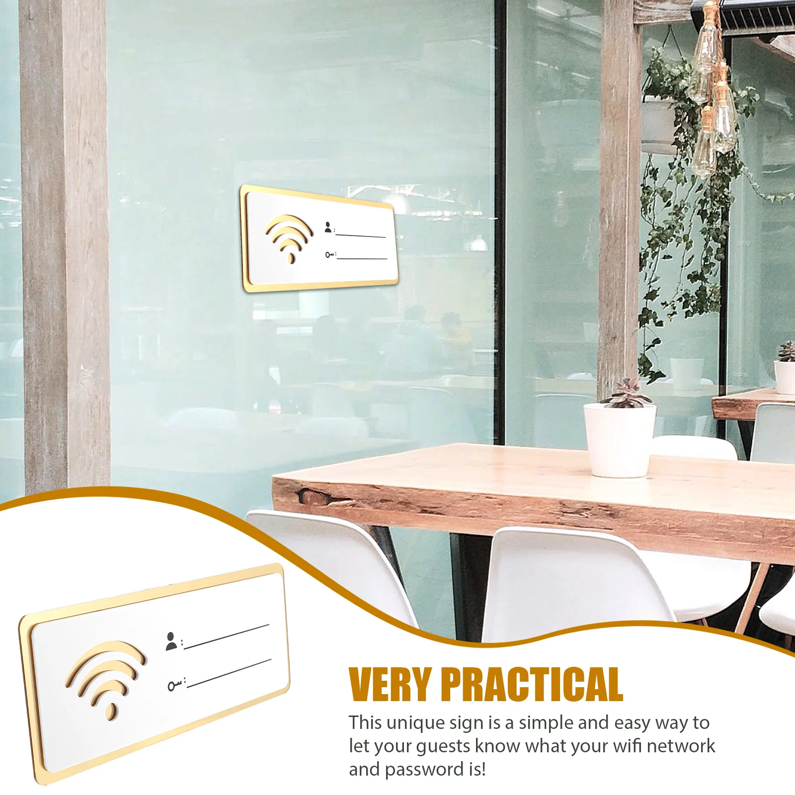 1Pc Wifi Password Sign Acrylic Material Wireless Network Coverage Signage Restroom Plaque Home Hotel Display Guest Information-4