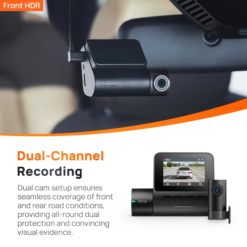 Global 70mai Dash Cam A200 Dual-channel Record 1080P HDR 2'' IPS Screen 24H Parking Monitor 70mai Car DVR A200 WIFI APP 130° FOV-2
