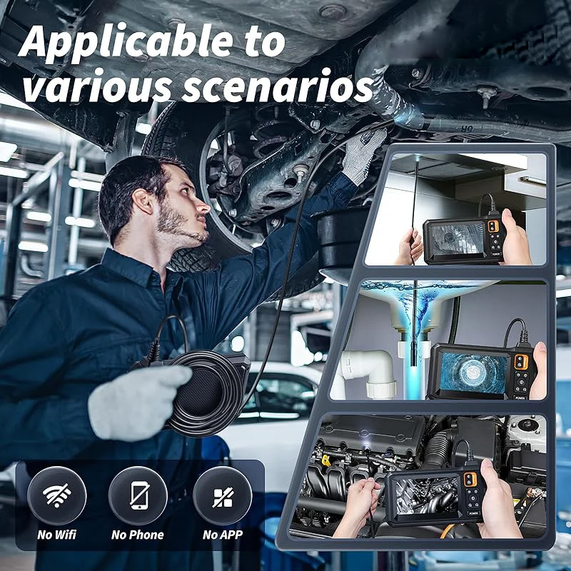 Endoscope Camera 4.3 Inch Screen 1080P HD Industrial Endoscope Camera IP67 Waterproof Car Pipe Inspection with 8 LEDS 8mm Lens-6