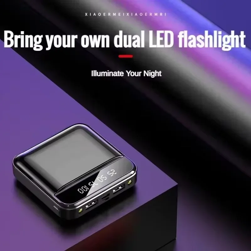 Mini 20000/10000mAh Fast Charging Power Display Built-in Cable dual LED Lighting Portable Power Bank For iPhone Samsung Xiaomi-3