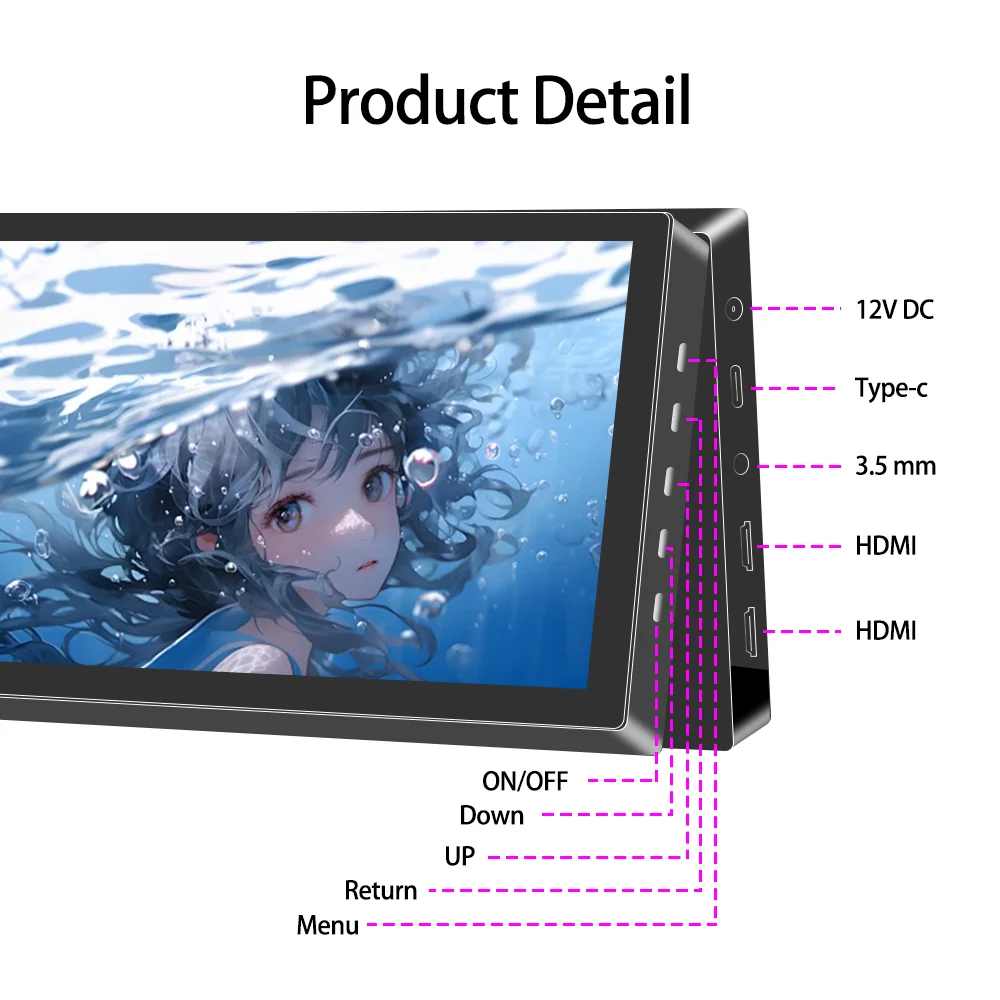 8/7-inch Touchscreen Portable Monitor 1024x600 60Hz Display HDMI-compatible PC Gamer Laptop-5
