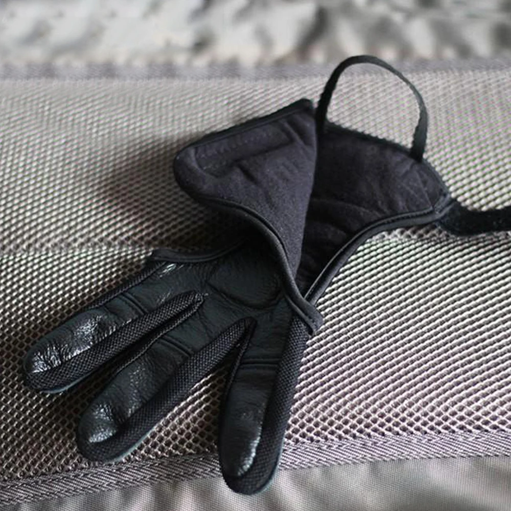 Professional Archery Three-finger Sheepskin Gloves Non-slip Wear-resistant Comfortable Breathable Archery Protective Gear-5