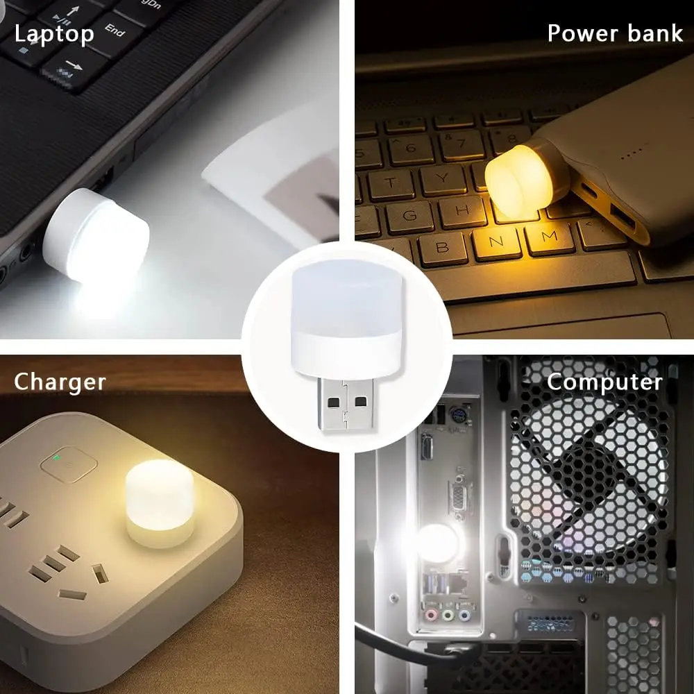 1/10Pcs Mini USB Night Light Warm White Eye Protection Book Reading Light USB Plug Computer Mobile Power Charging LED Night Lamp-5