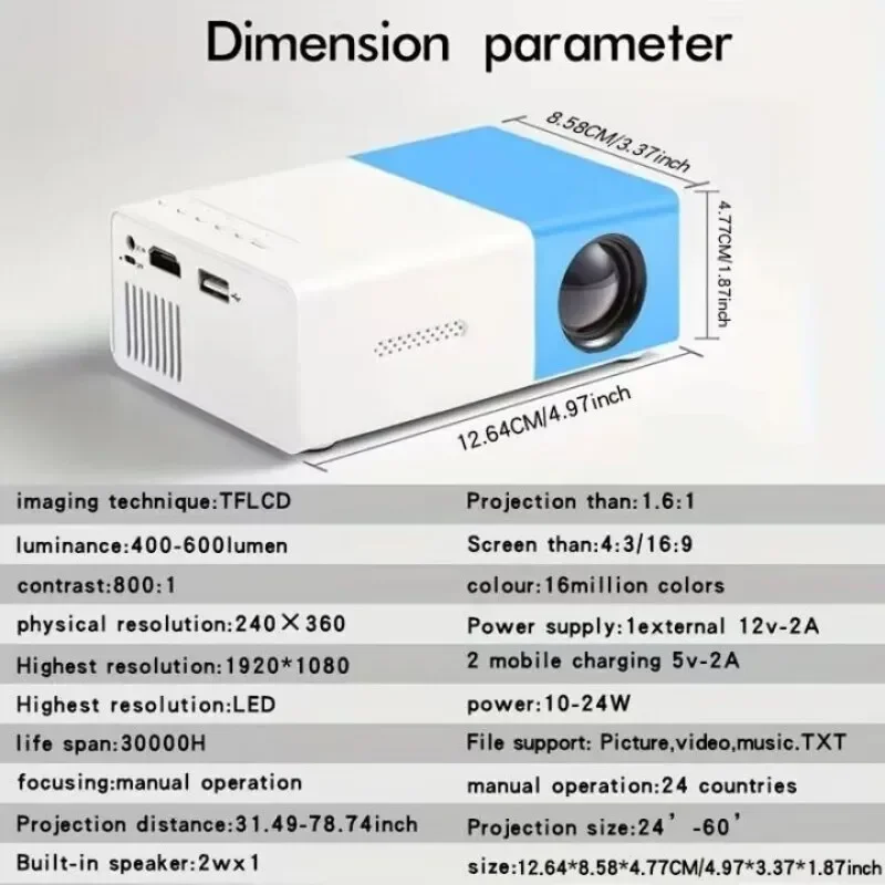 2025 Smart Projector 1000 Lumens, WiFi 6 Bluetooth 5.3, Android 12 with Auto Focus, 4K HD for Home Theater &  Outdoor Camping-2