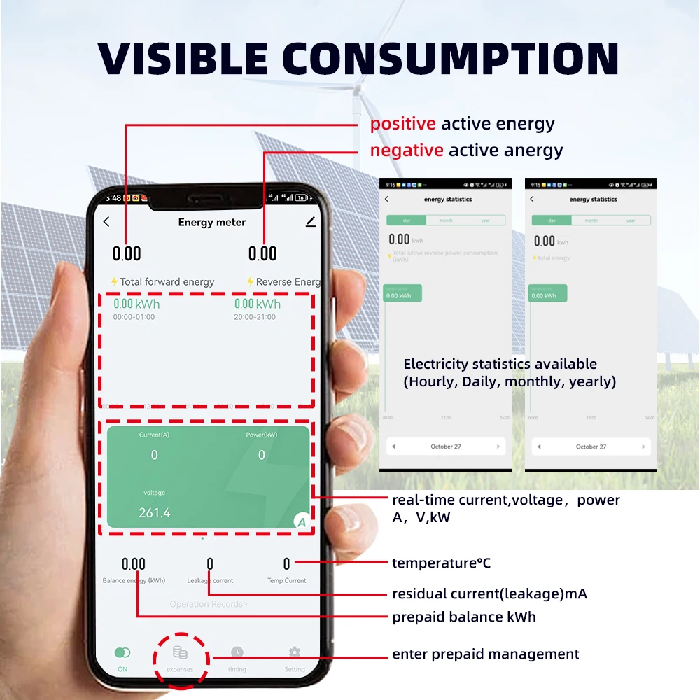2P 100A Tuya WiFi Smart Bi-Directional Energy Power kWh Meter Leakage Over Under Voltage Protector Relay Timer Switch Smart Life-4