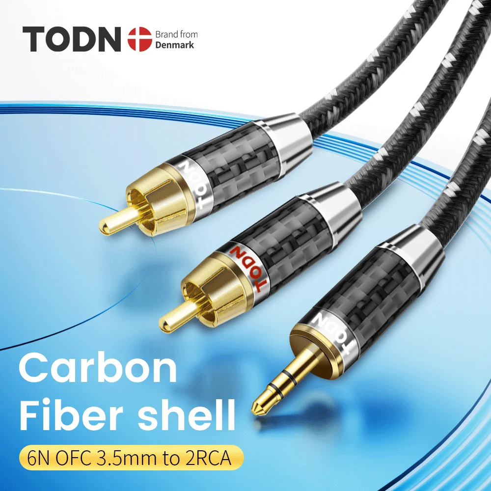 TODN RCA Cable HiFi Stereo 3.5mm to 2RCA Audio Cable AUX RCA Jack 3.5 Y Splitter for Amplifiers Audio Home Theater Cable RCA-6