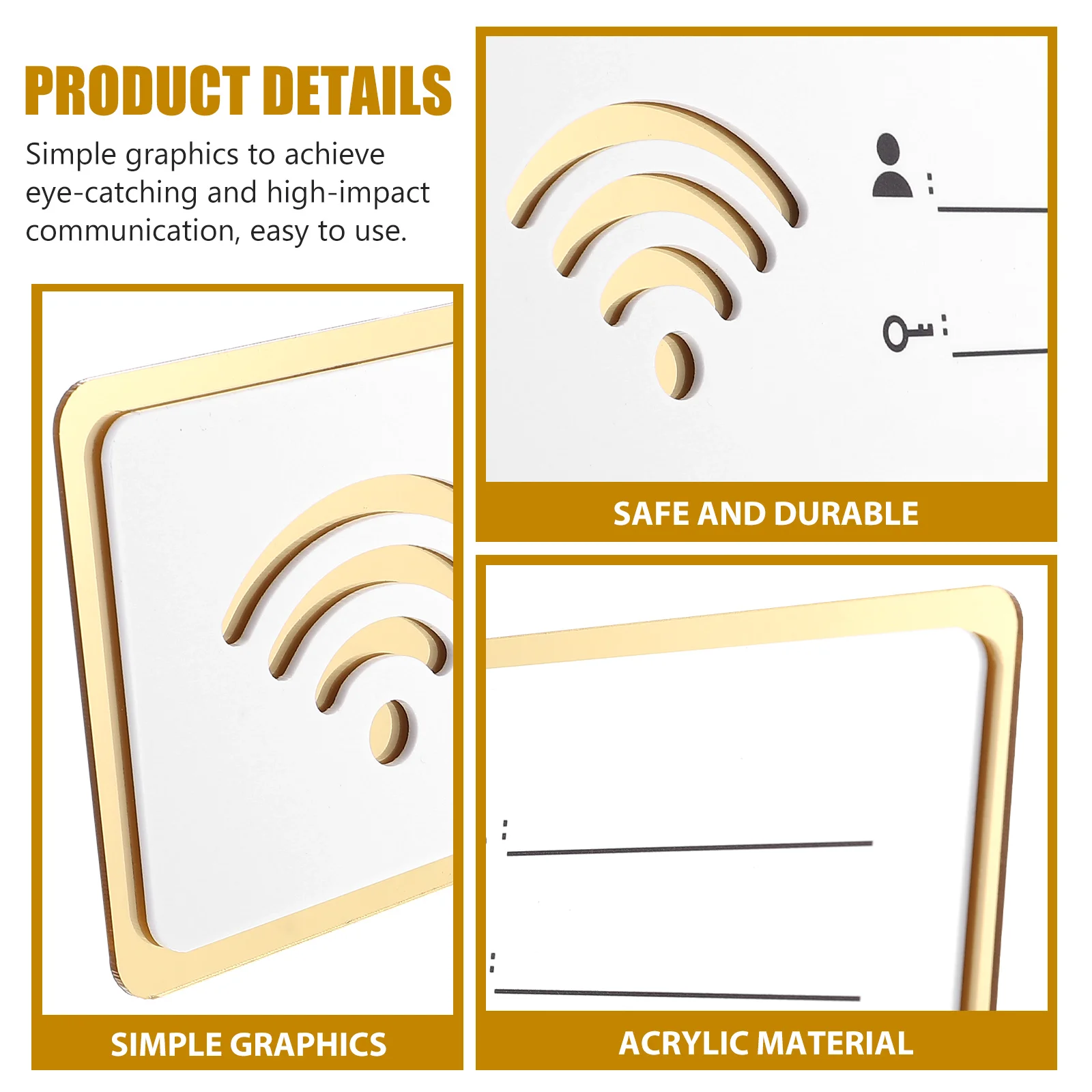 1Pc Wifi Password Sign Acrylic Material Wireless Network Coverage Signage Restroom Plaque Home Hotel Display Guest Information-6
