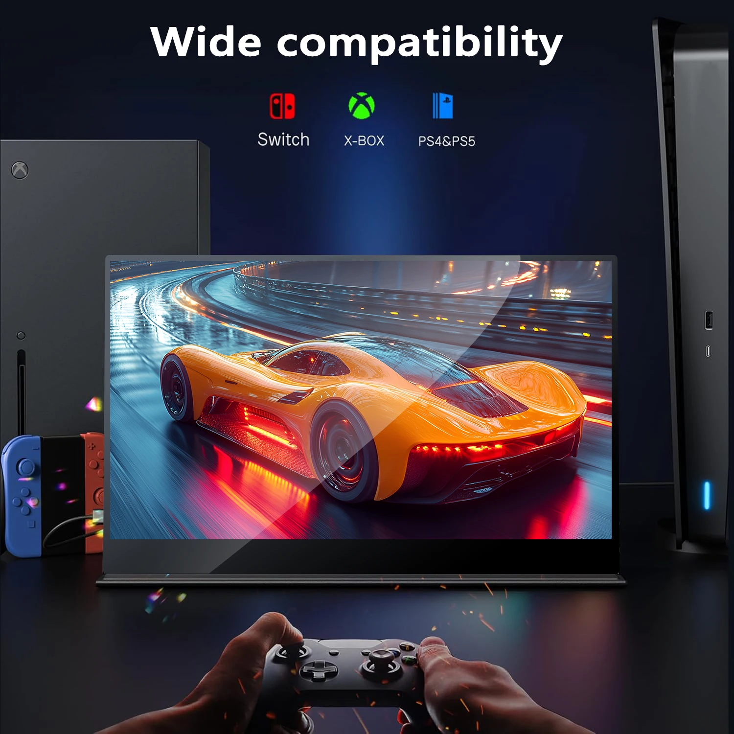 Bimawen 13.3inch OLED 1080P Touch Screen Protable Monitor For Switch/X-Box/PS4/5 Game Display 400nit 100%sRGB LCD Second Screen-3