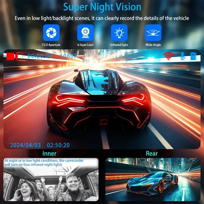 3Camera Dash Cam For Car Camera 1080P Video Recorder WIFI Car DVR 2lens Front Rear View Camera Night Vision Car Accessories-4