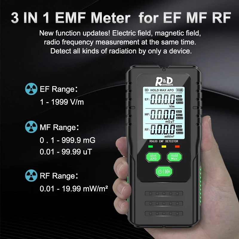 R&D RD630 Electromagnetic Field Radiation Detector Tester EMF Meter Multifunctional Handheld Portable Radio Frequency Warn Meter-4