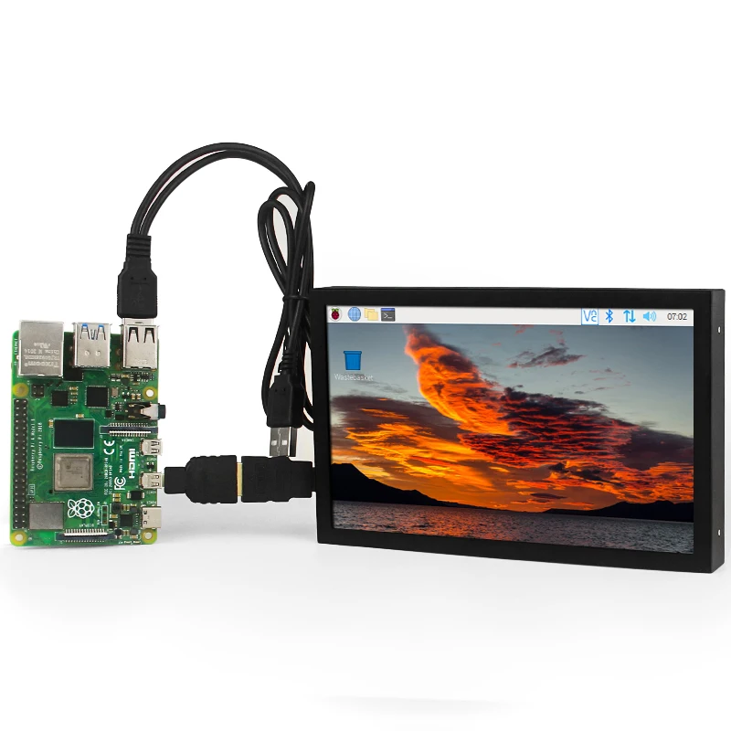 7 Inch Portable Monitor 1024x600 IPS LCD HDMI-compatible VGA AV Input DC Type C Power  Screen for PC Laptop Camera TV Box DVD-6