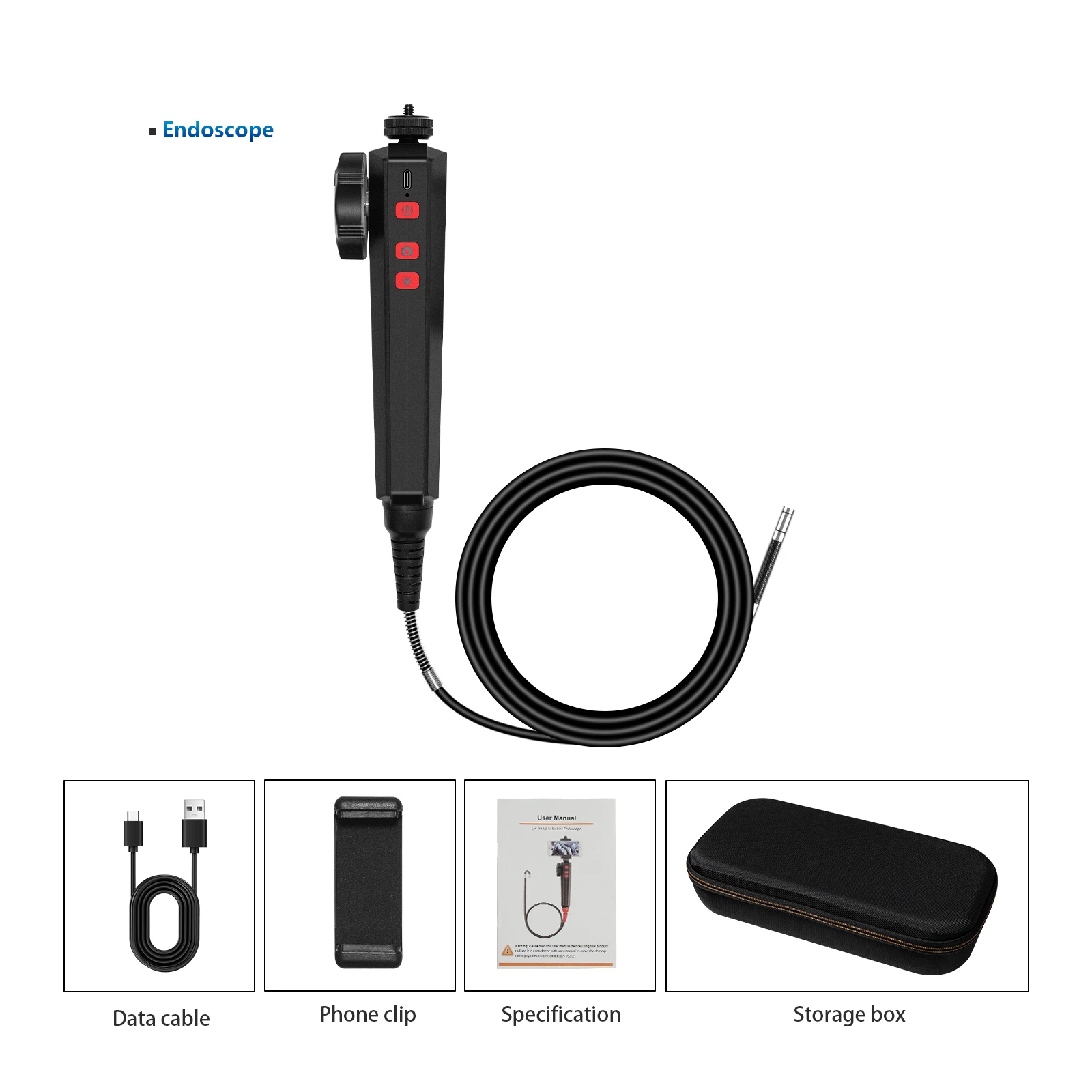 WIFI 360° Two-Way Rotary Articulating Endoscope Camera HD 1080P Car Inspection Industrial Endoscope With 6 LED For IOS Android-6