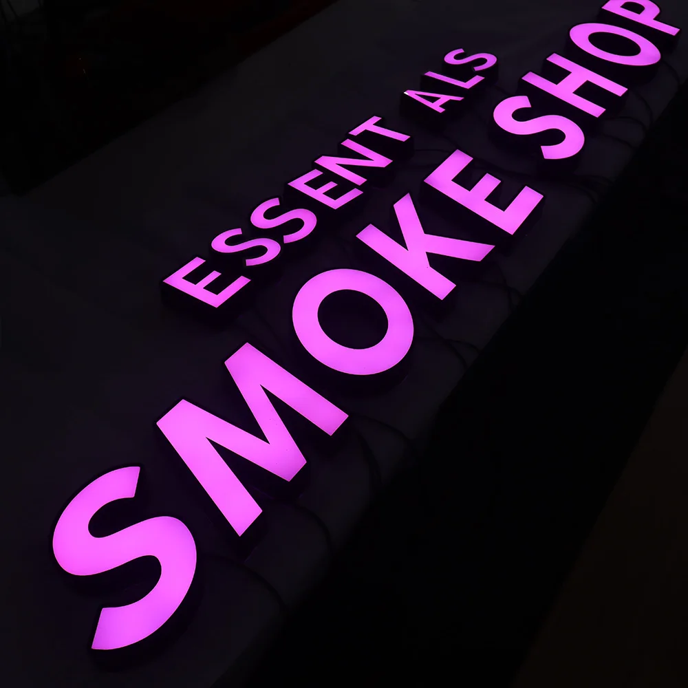 Custom made outdoor high brightness 12V light led channel letter signage metal stainless 3d acrylic led signs for smoke shop-3