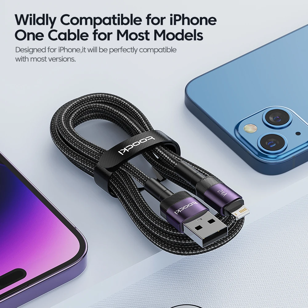 Toocki USB Cable For iPhone 14 13 12 Pro Max X XS XR 8 7 Plus iPad Fast Charging Charger USB To iP Cable For iPhone Data Cord-3
