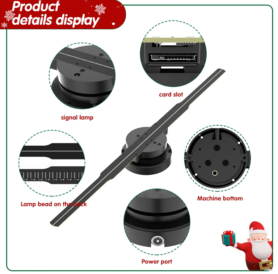 3D HD Hologram Fan Projector SD 42cm LED Sign Holographic Player support Image Video Shop Bar Party Advertising Display Light-4