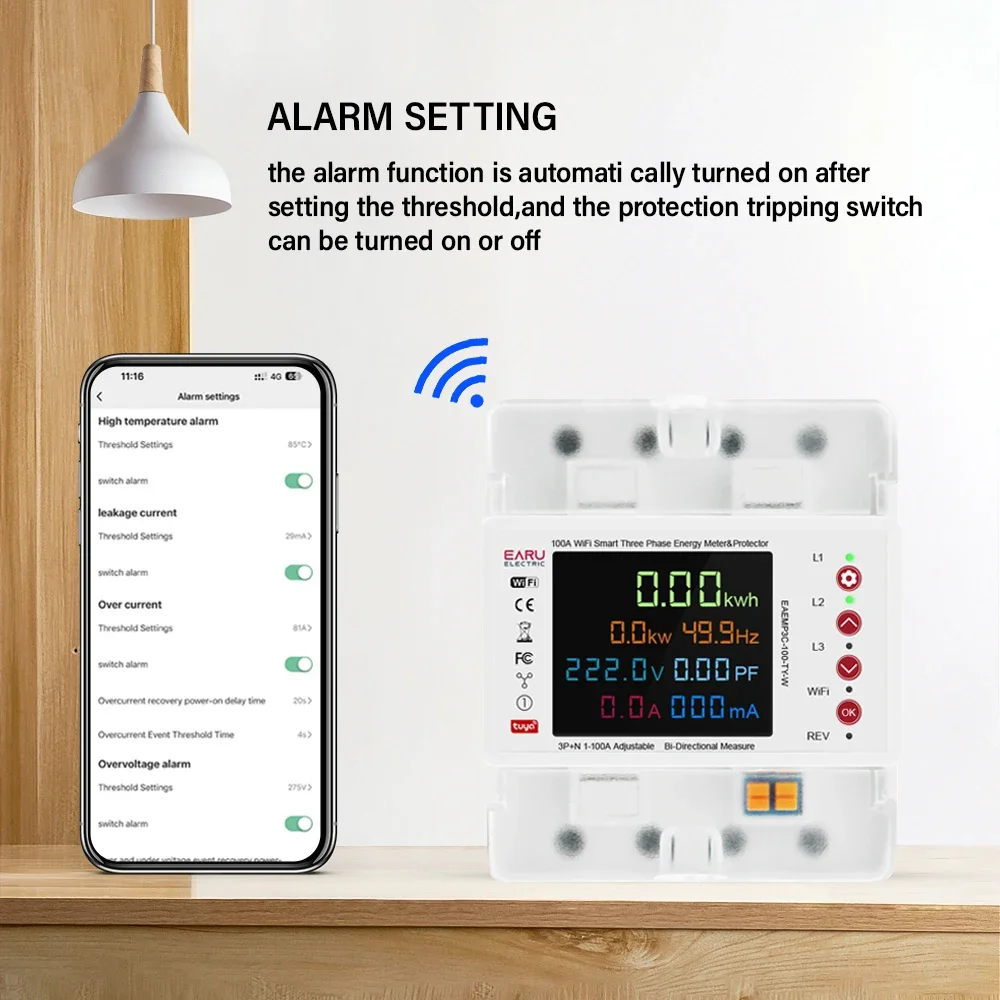 3 Phase Tuya WiFi Smart Bi-Directional Energy Power kWh Meter Leakage Over Under Voltage Protector Relay Switch Current Limit-5