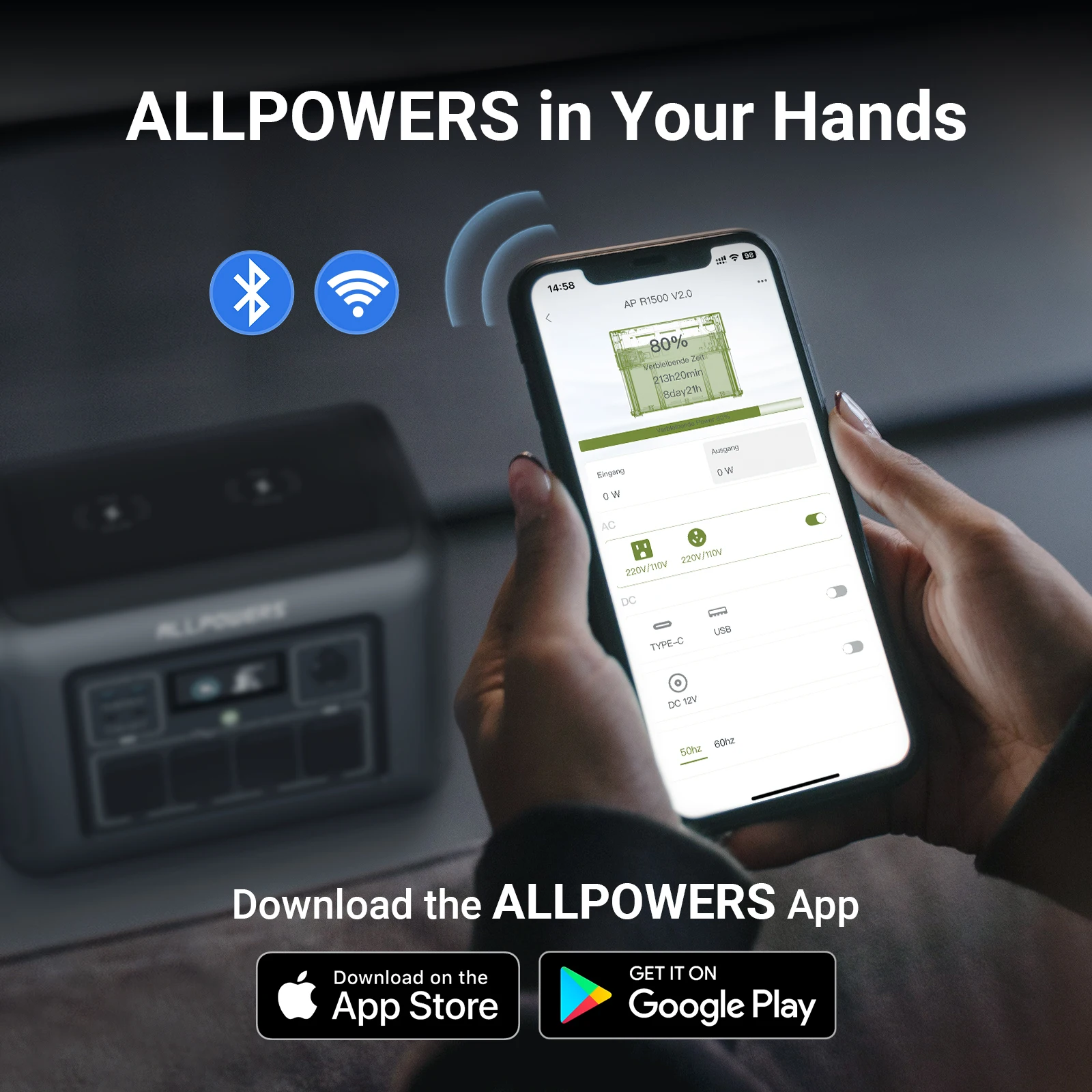 ALLPOWERS R1500 Portable Power Station 1152Wh LiFePO4 Battery with 1800W (3000W Peak) AC Output Solar Generator for Garden Party-3
