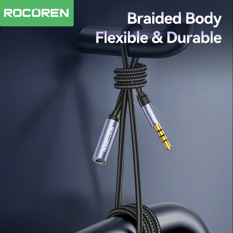 Rocoren AUX Cable 3.5mm Jack Male to Female Audio Extension Speaker Cable Converter For Phone Headphones Laptops Tablets adapter-2