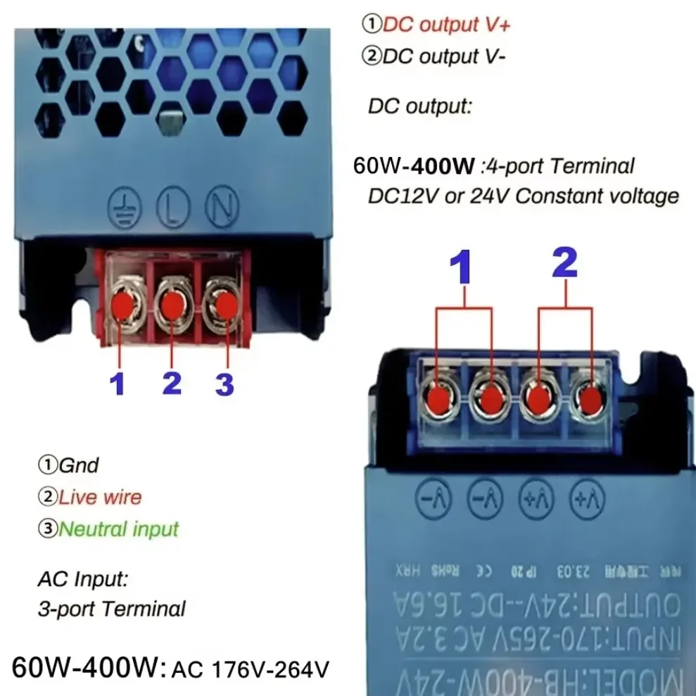 Ultra thin Lighting Transformer DC12V/24V Power Supply Adapter 5A 12A LED Strip Switch Driver Lamp 60W 100W 200W 300W 400W-2