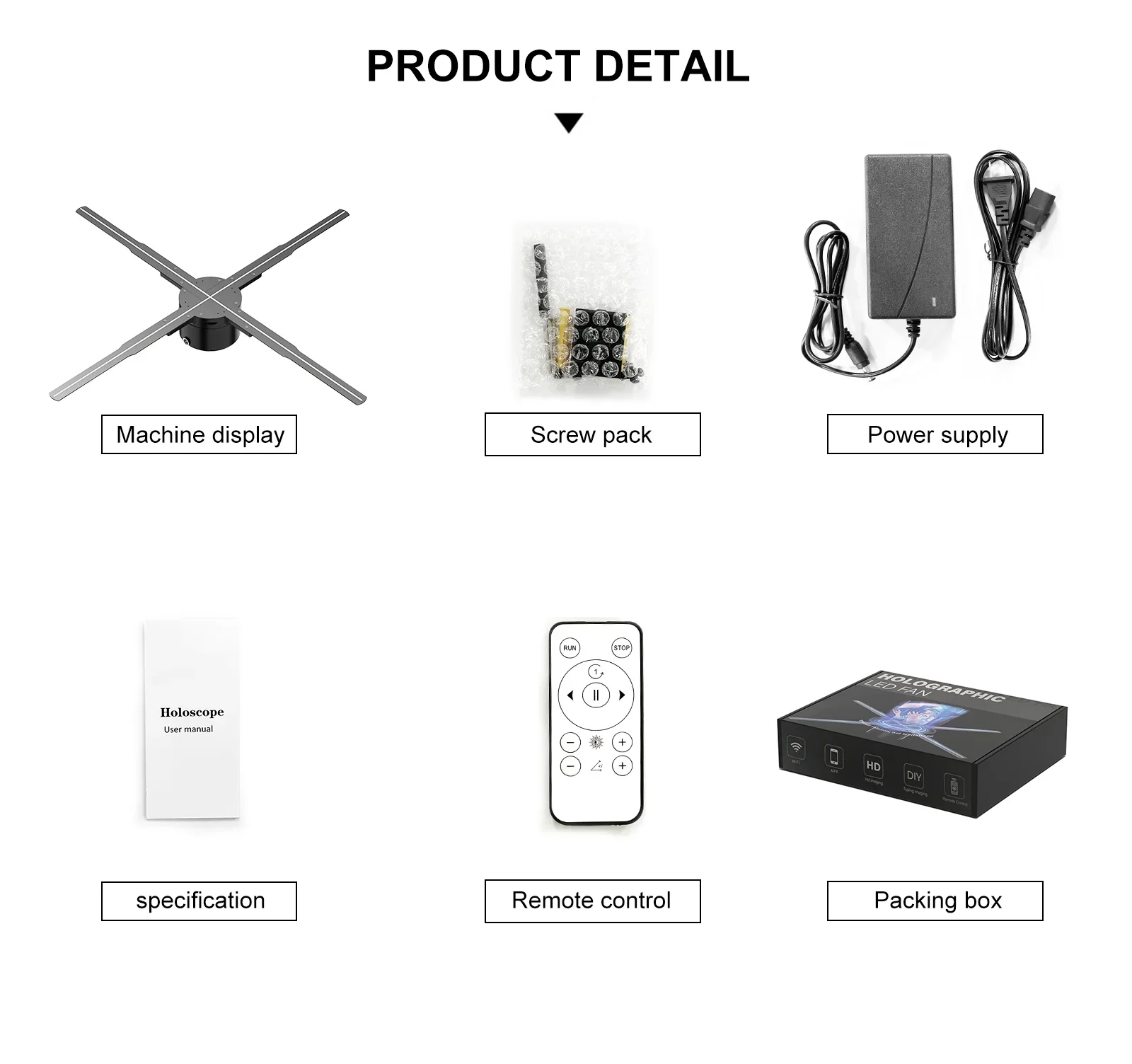 65cm 3D Hologram Fan LED Illuminated Sign Holiday Advertising Lights WIFI Remote Control Display Image Video Hologram Projecter-4