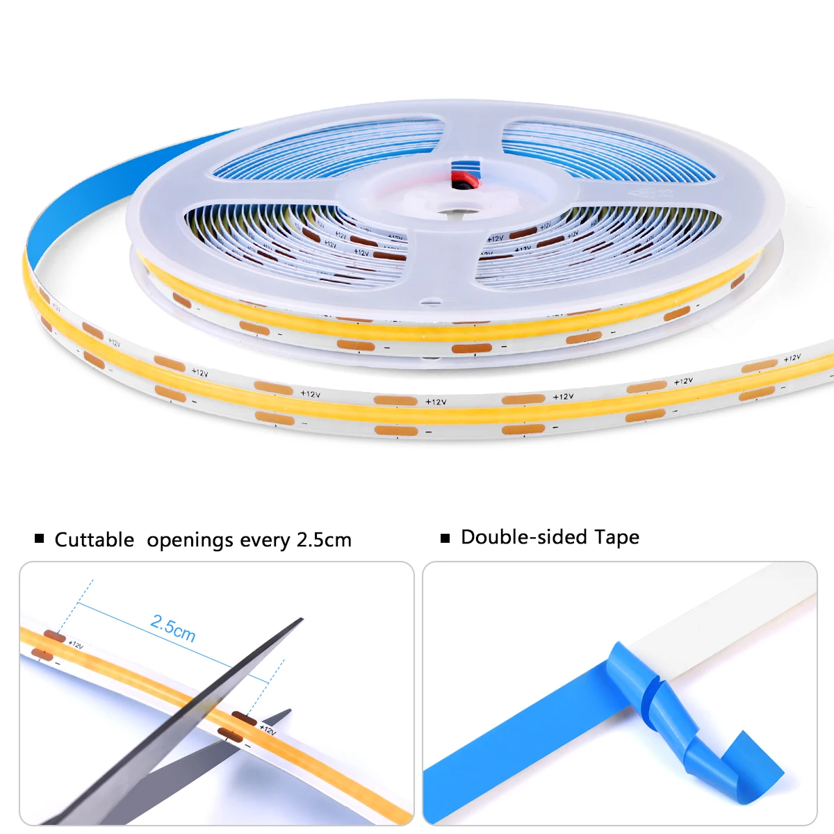 Under Cabinet Collection Display COB LED Strip Light Bookcase Wardrobe Closet Lamp Tape Penetrable Wood Dimmable Touch Sensor-4