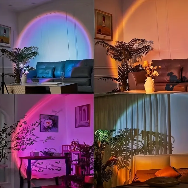 1pc Vibrant Sunset Projection Light - 16-Color Spectrum, USB Remote Control, Dynamic Color Changing LED Light -Creates Warm Home-3