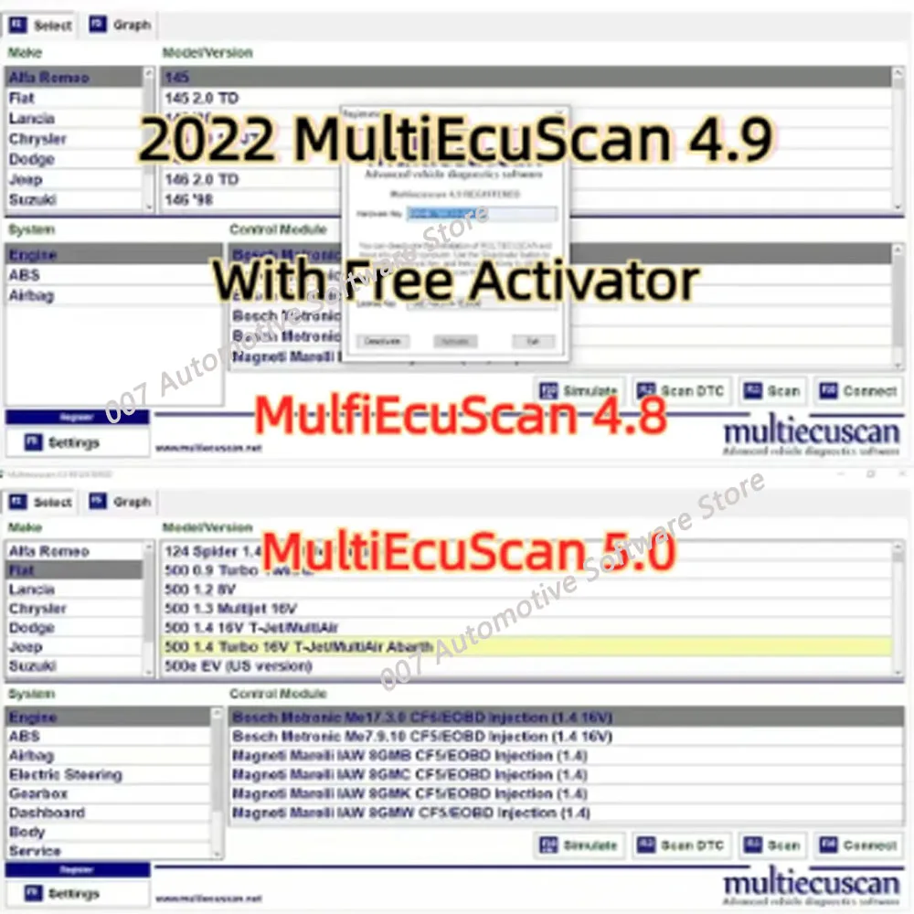 2025 Multiecuscan V4.8 v4.9 v5.0 for Fiat Chrysler Dodge Jeep & Suzuki Scanner Software 4.9 Works with ELM327 / OBD II tools-4