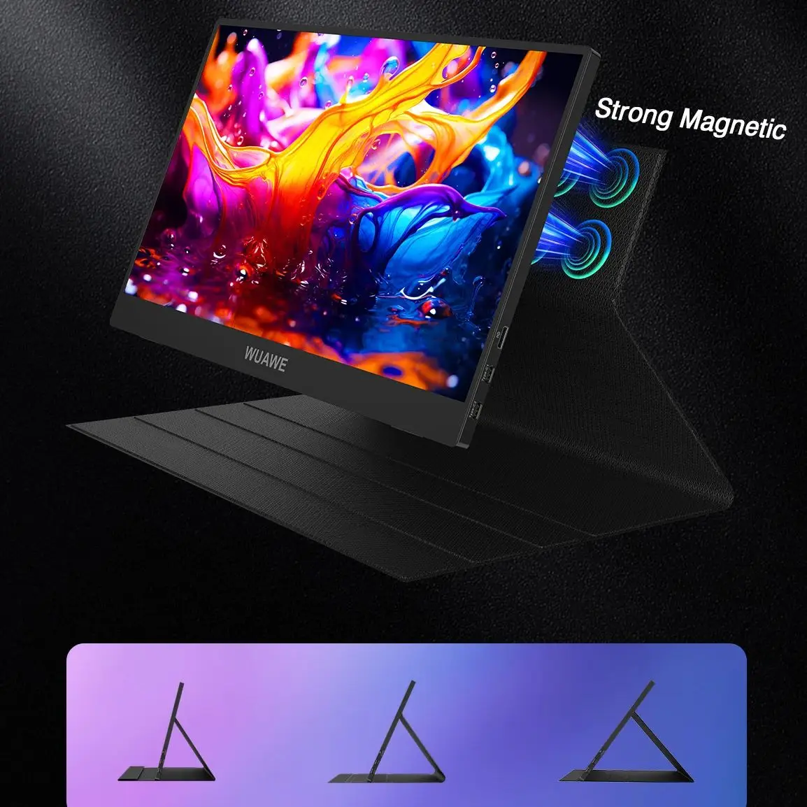 WUAWE 14inch Portable Monitor 1920*1080 USB-C HDMI and Type-C Travel Monitor, External Second Computer Monitor for PC Mac Phone-2